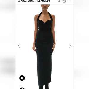 Norma Kamali Halter Sweetheart Drape Gown Slit